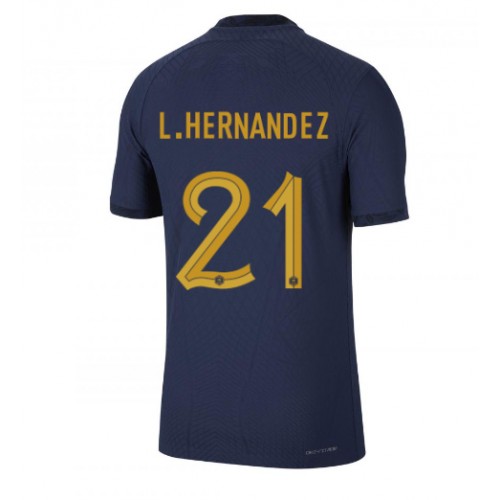 Fotballdrakt Herre Frankrike Lucas Hernandez #21 Hjemmedrakt VM 2022 Kortermet